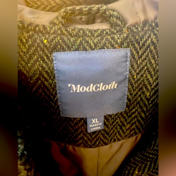 NWOT ModCloth Green Lined Peacoat - Picture 2 of 6